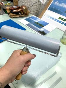 Kavieng - reduction linocut printing layer 2