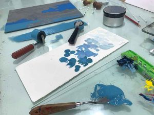 Kavieng - reduction linocut layer 9