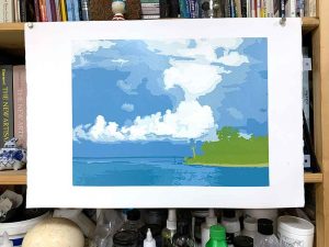 Kavieng - reduction linocut layer 12