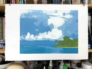 Kavieng - reduction linocut layer 13