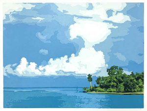 Kavieng - reduction linocut