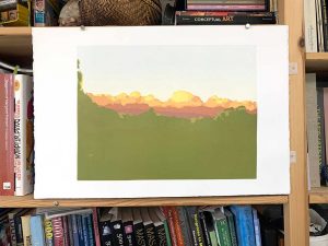 Nearly home - reduction linocut layer 10