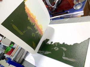 Nearly home - reduction linocut layer 12