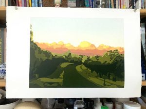 Nearly home - reduction linocut layer 13