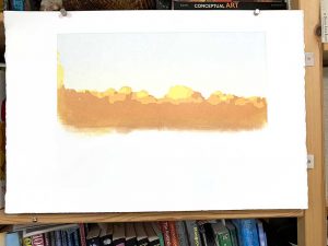 Nearly home - reduction linocut layer 5