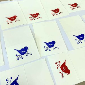 Print Your Own Christmas Cards linocut October 2021