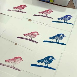 Print Your Own Christmas Cards linocut October 2021