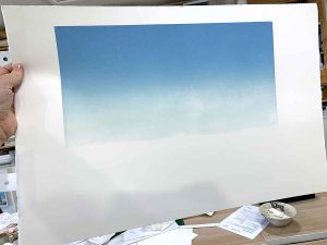 Eagles Nest reduction linocut - layer 2 and 3