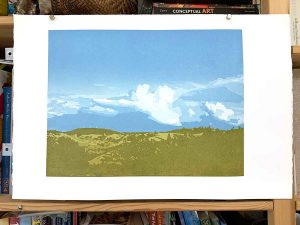 Eagles Nest reduction linocut - layer 12