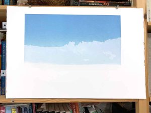 Eagles Nest reduction linocut - layer 4