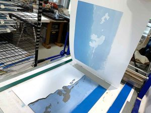 Eagles Nest reduction linocut - layer 5