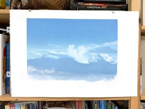 Eagles Nest reduction linocut - layer 8