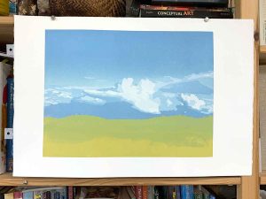 Eagles Nest reduction linocut - layer 9