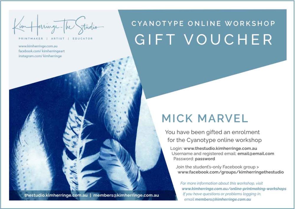 Cyanotype Online Workshop Gift Voucher