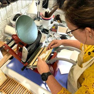 Postcard gel plate and letterpress printing Feb 2022