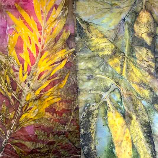 Ecoprinting on paper Kim Herringe