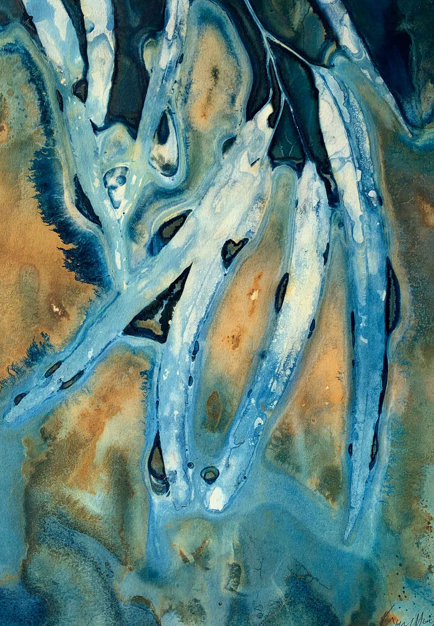 Of droughts and flooding rains I - Kim Herringe, wet cyanotype