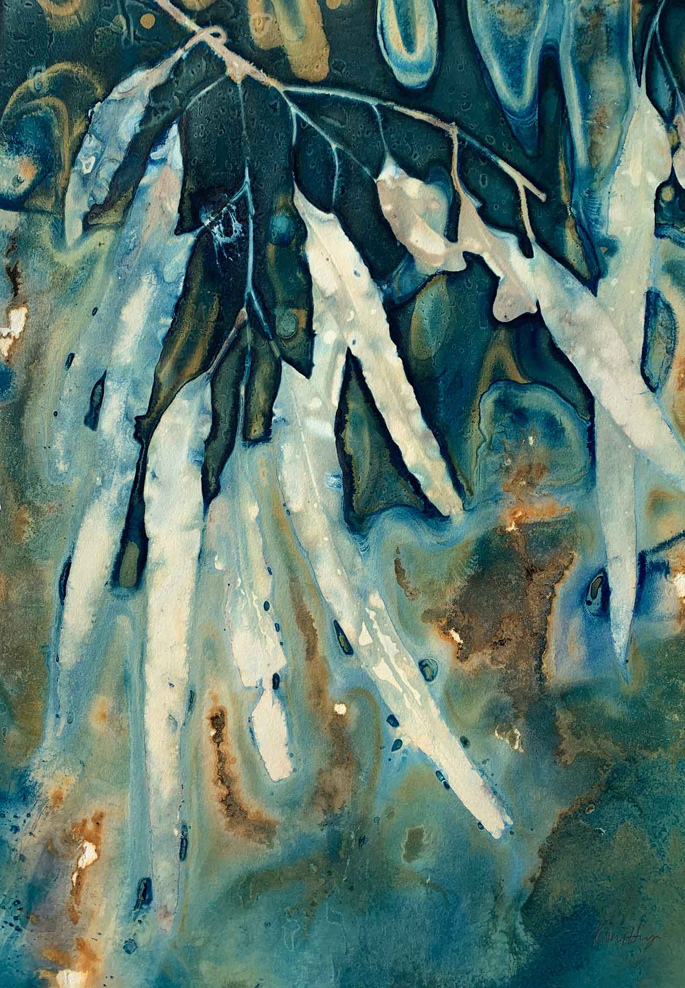 Of droughts and flooding rains II - Kim Herringe, wet cyanotype