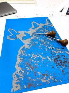 The Sour Cherry Tree - Reduction Linocut