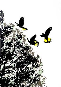 The Sour Cherry Tree - Reduction Linocut