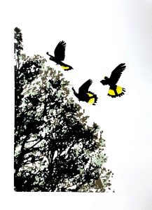 The Sour Cherry Tree - Reduction Linocut