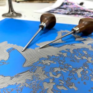 The Sour Cherry Tree - Reduction Linocut