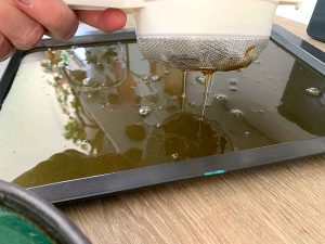 melt the gel plate and re-pour - strain out lumps with a sieve