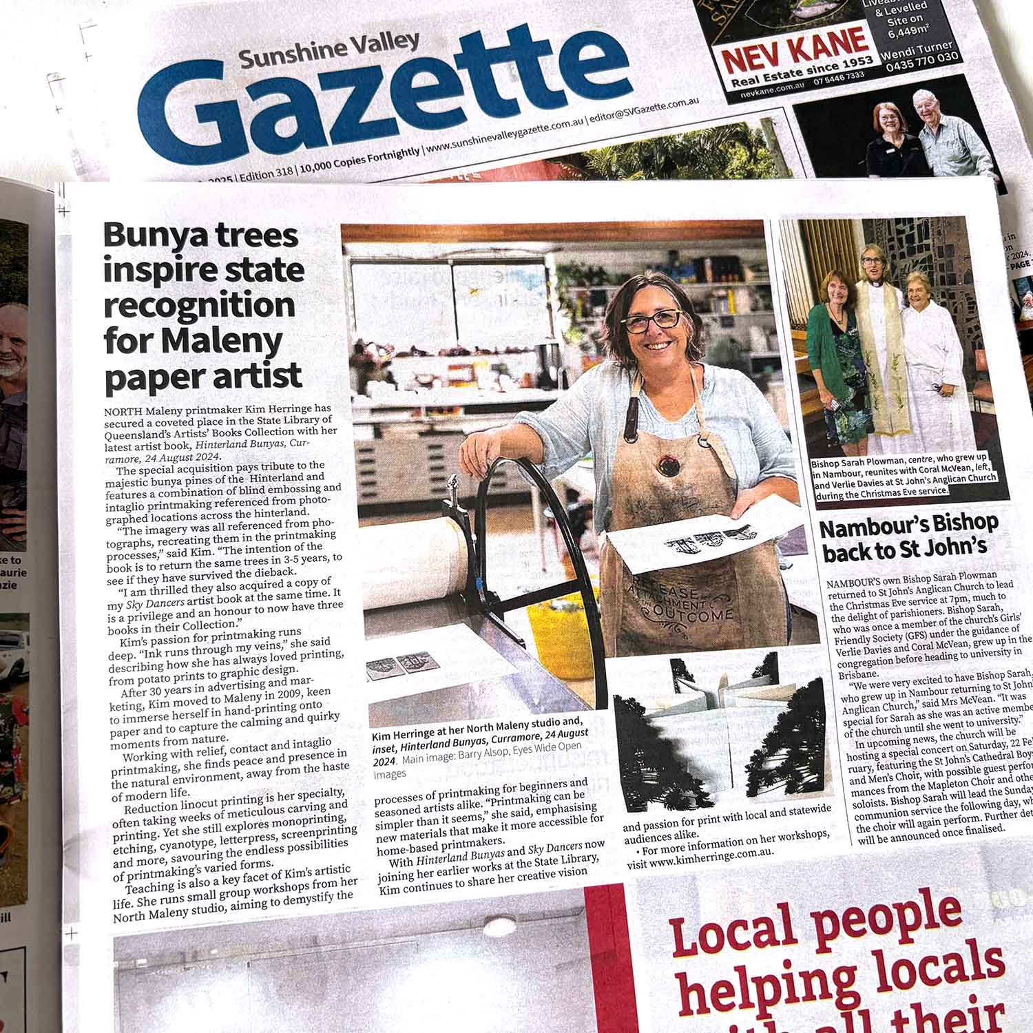 Kim Herringe - Sunshine Valley Gazette - Bunya trees inspire state recognition for Maleny paper artist