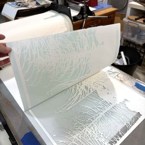 monoprinting the backgrounds for each page