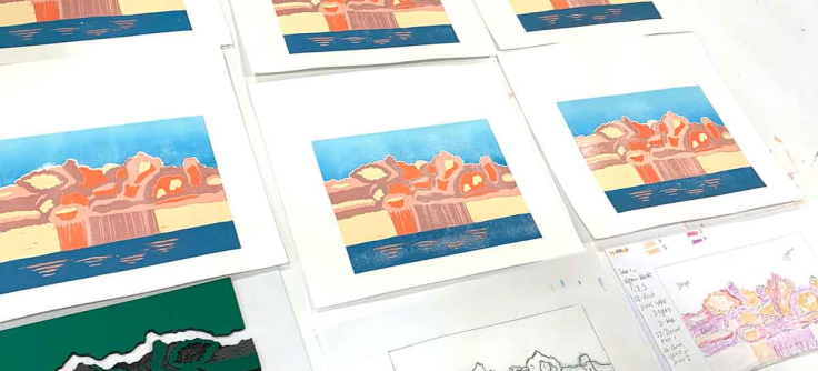 Reduction Linocut November 2023 | Kim Herringe